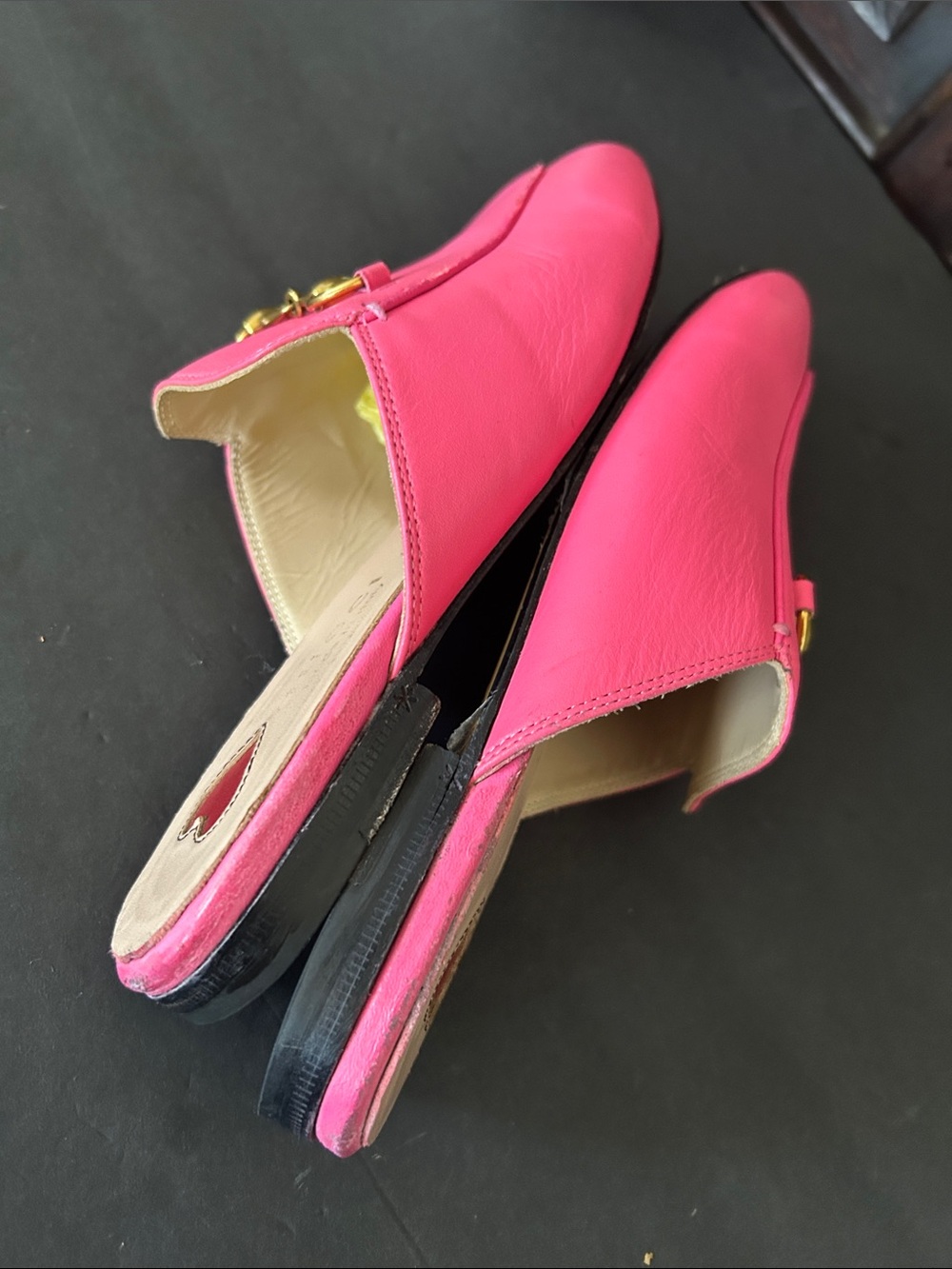 Pink Women's Slip-On Loafers with Gold Bit Hardware - Picture 10 of 17